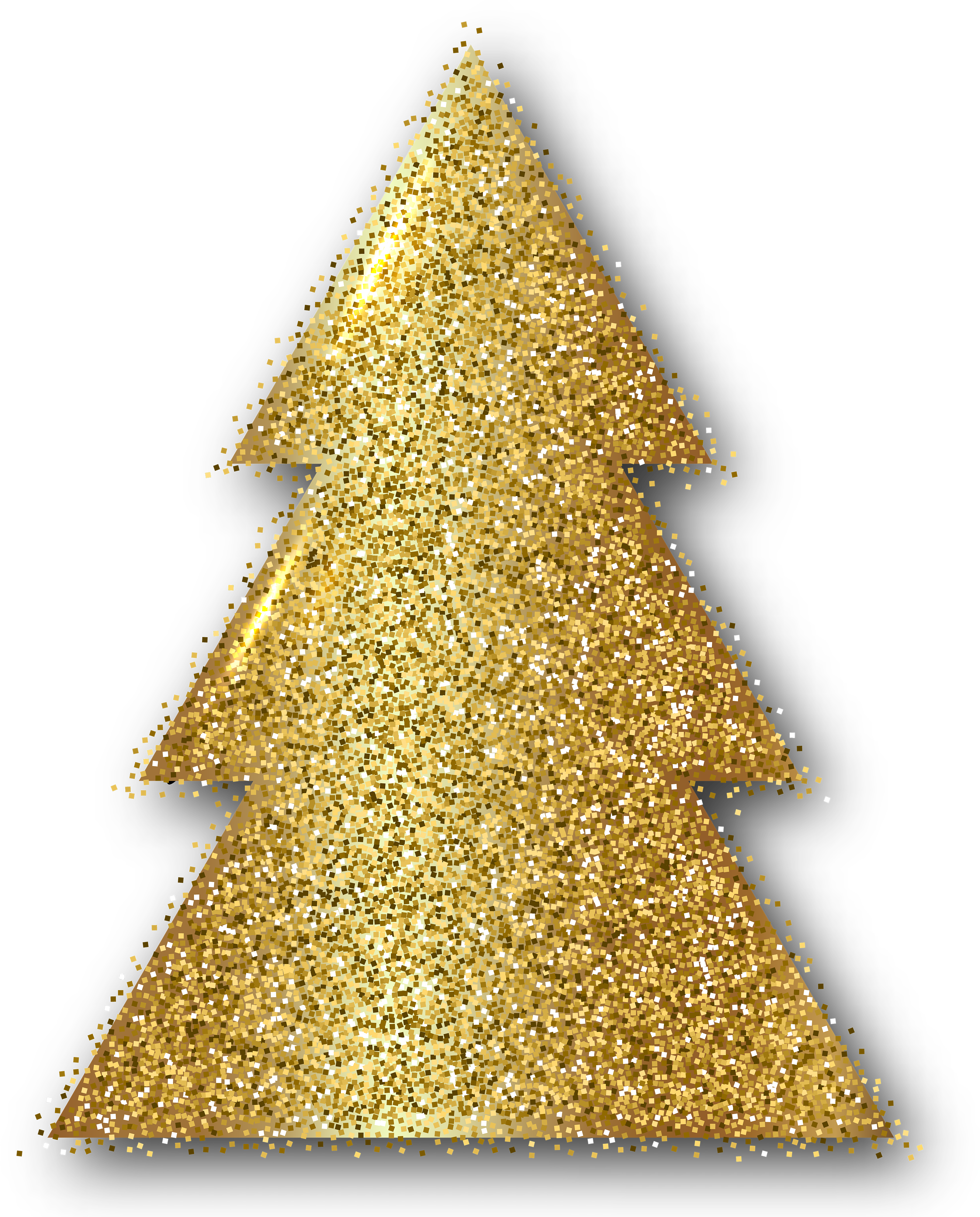 Golden Glitter Christmas Tree Clipart.png