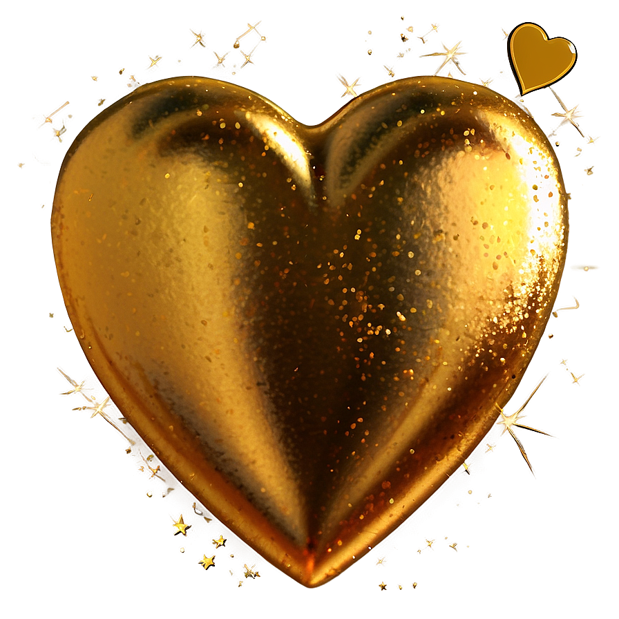 Golden Glitter Heart Png 06272024