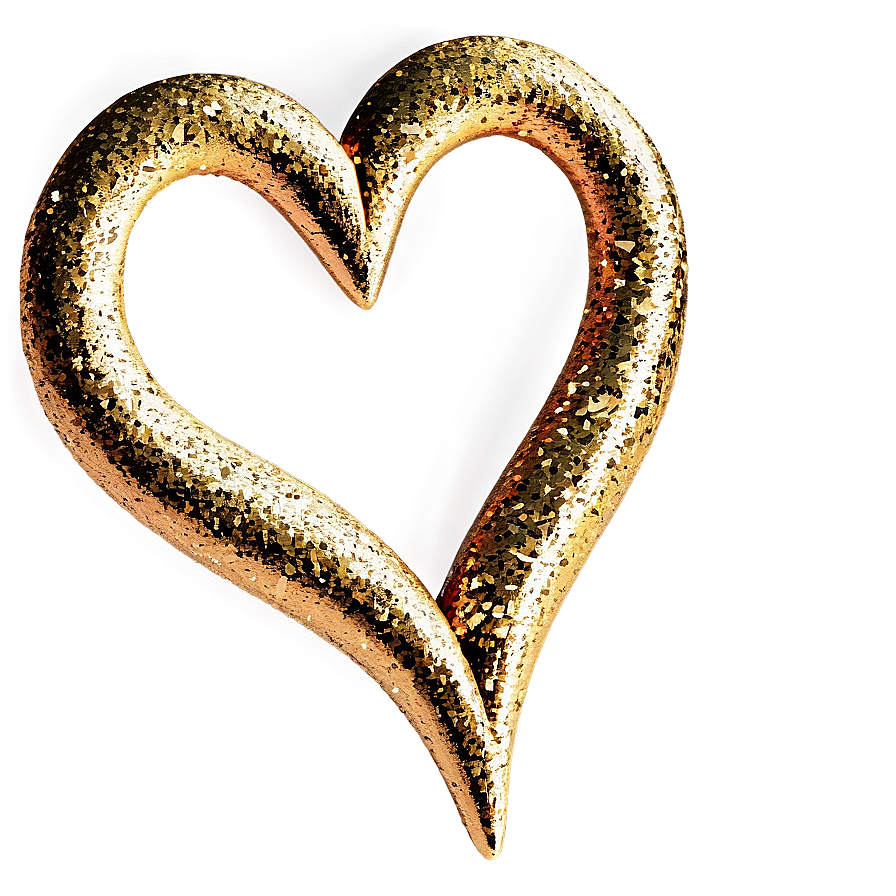 Golden Glitter Heart Png 49