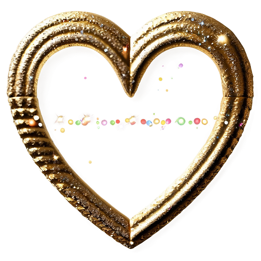 Golden Glitter Heart Png 86