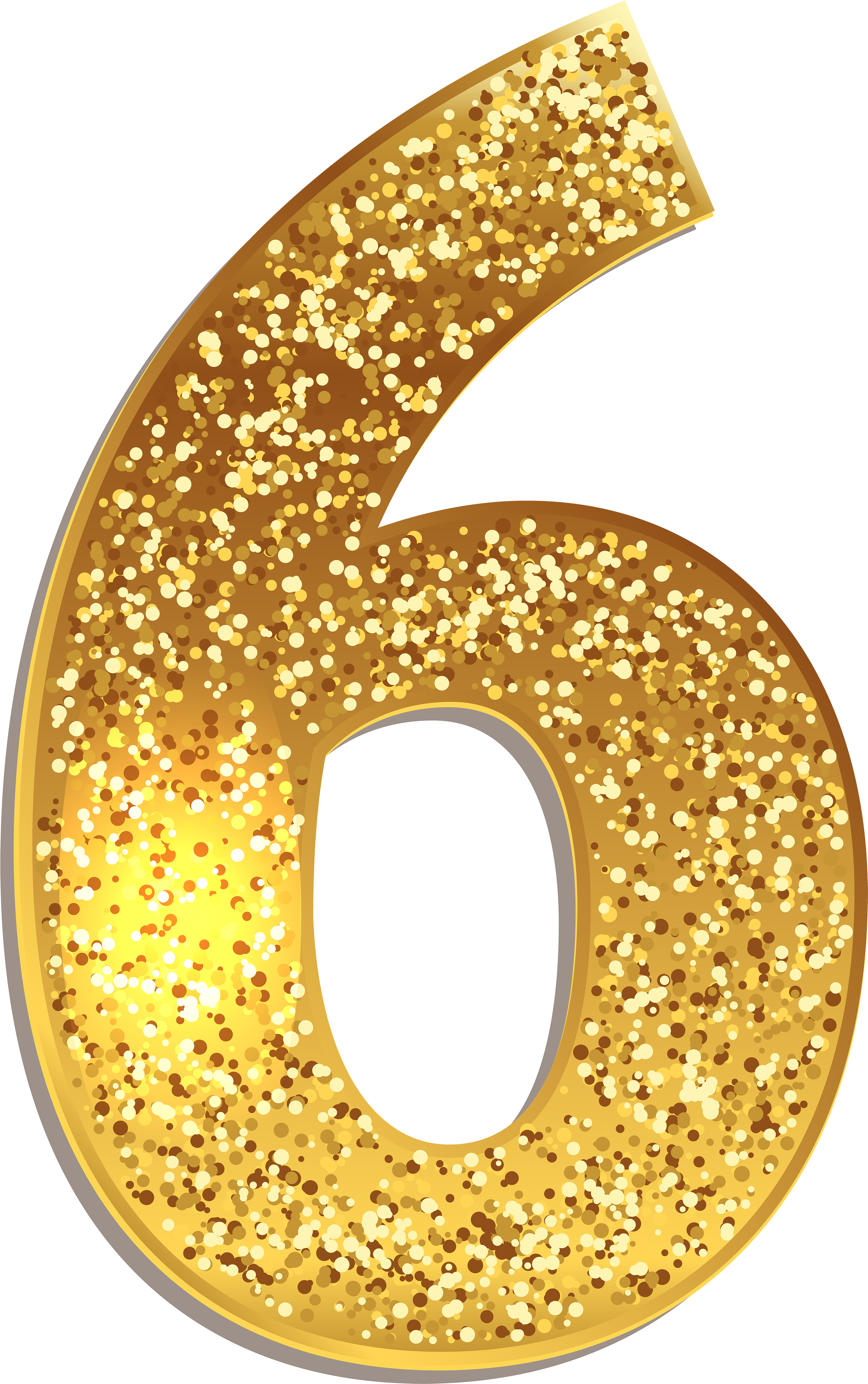 Golden Glitter Number Six