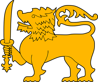 Golden Heraldic Lionwith Sword