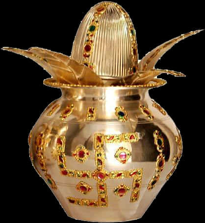 Golden Kalash Decoratedwith Jewelsand Designs
