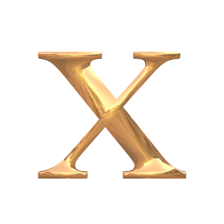 Golden Letter Xon Teal Background