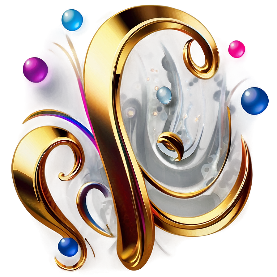 Golden Line Swirl Element Png 06262024