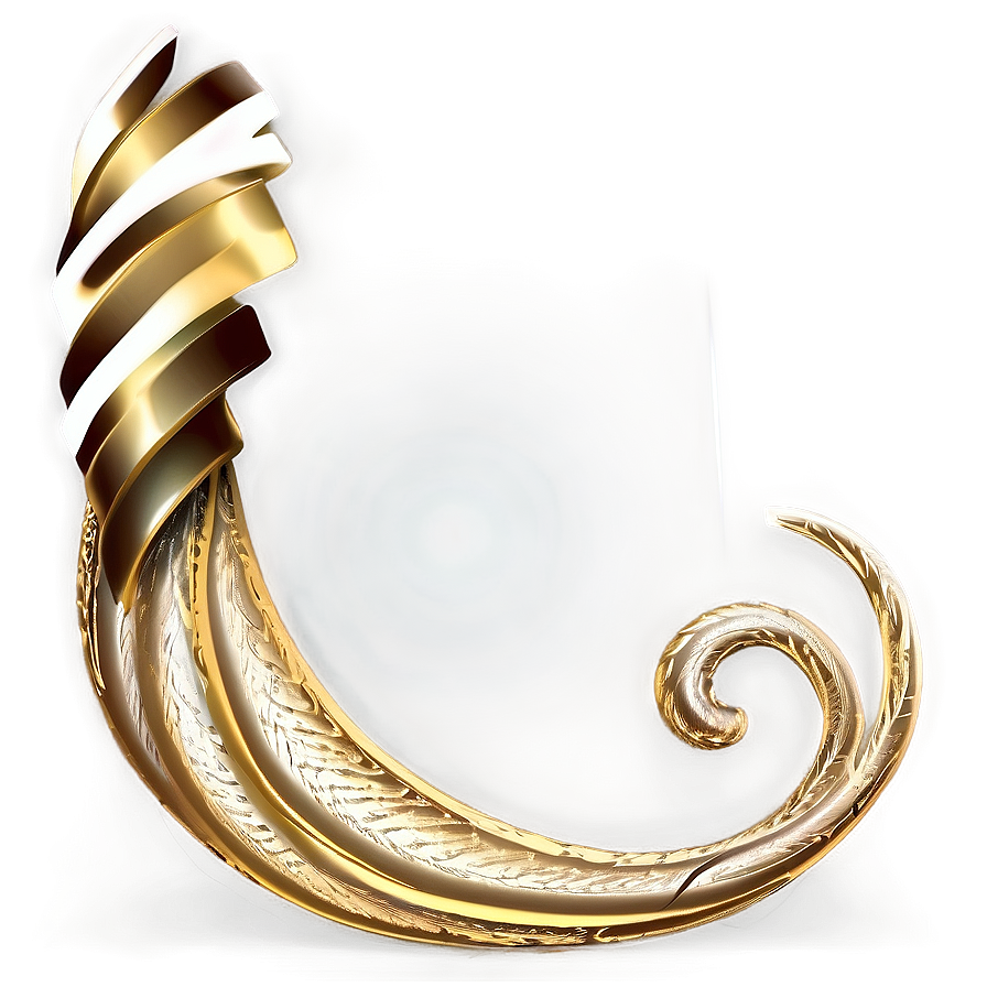 Golden Line Swirl Element Png Vlj