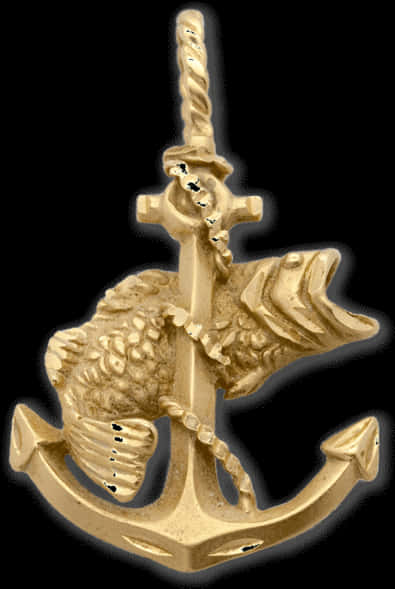 Golden Maritime Anchor Sculpture