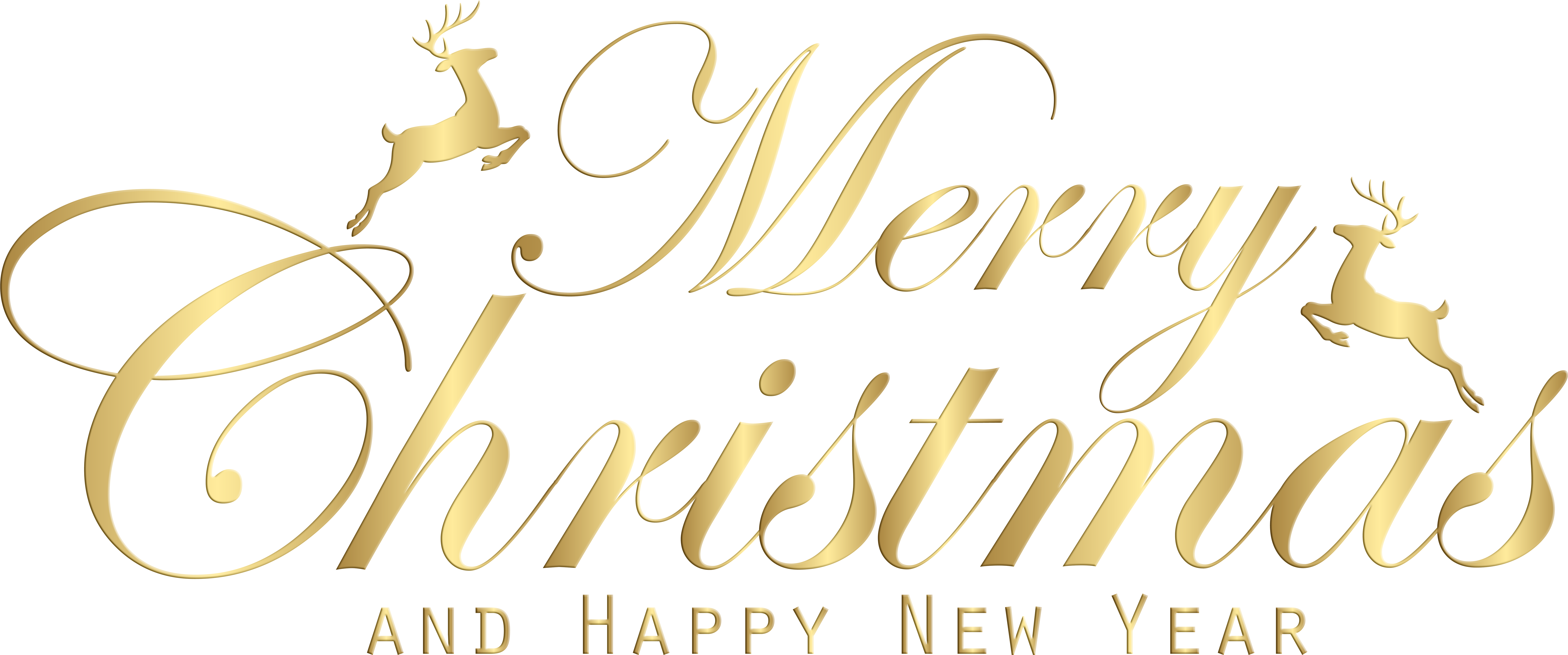 Golden Merry Christmasand Happy New Year Text