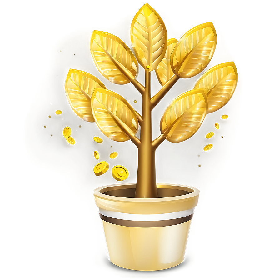 Golden Money Tree Design Png Uyw