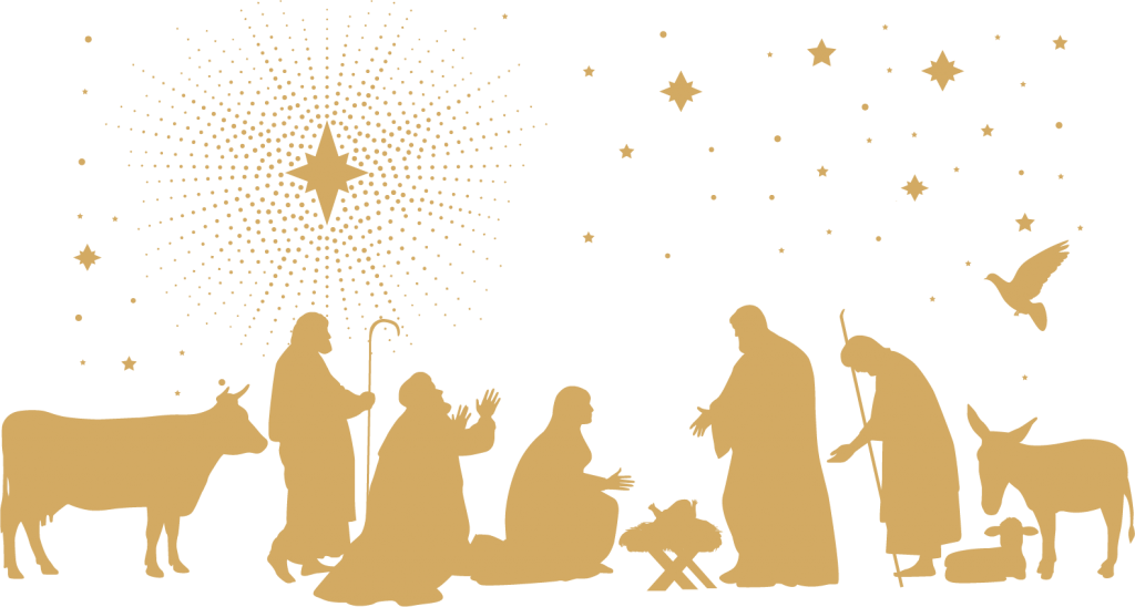 Golden Nativity Scene Silhouette