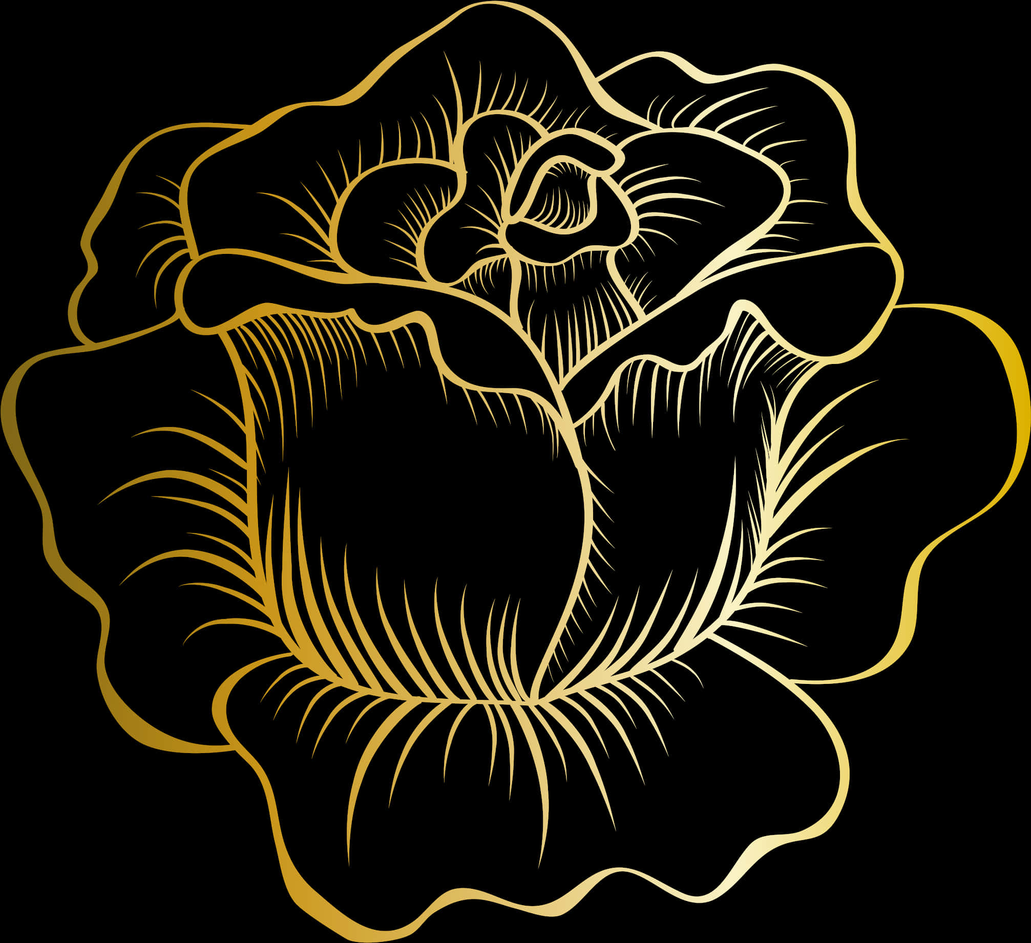 Golden Outlined Flower Illustration
