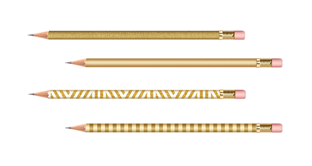 Golden Patterned Pencils Black Background