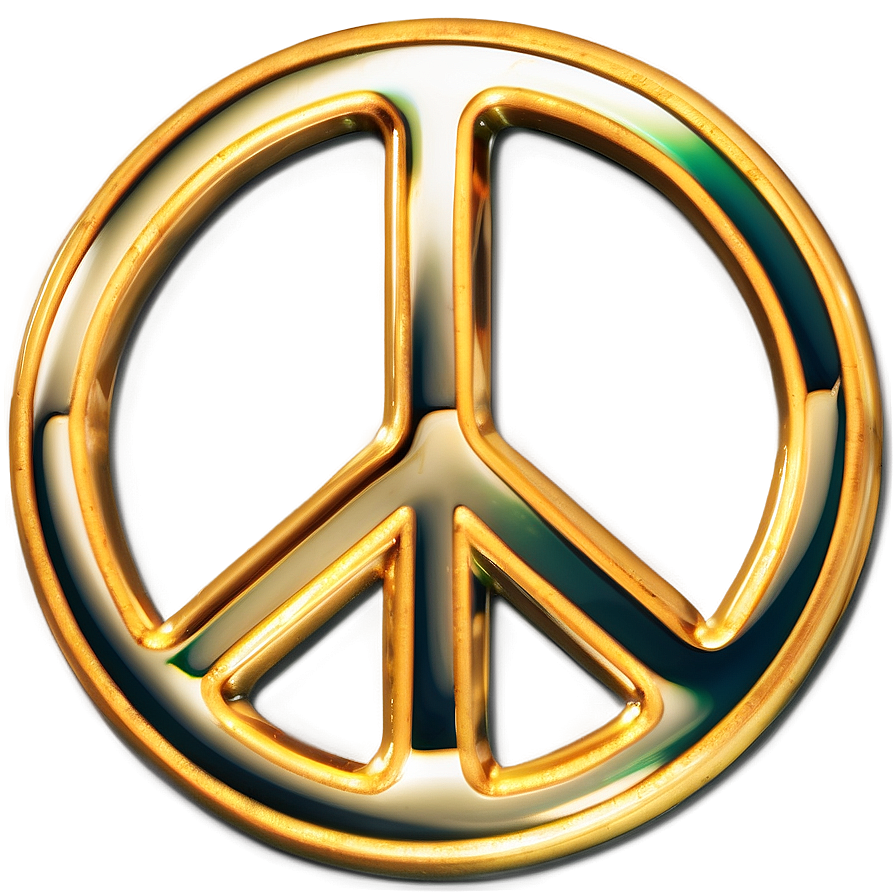 Golden Peace Sign Png 05252024
