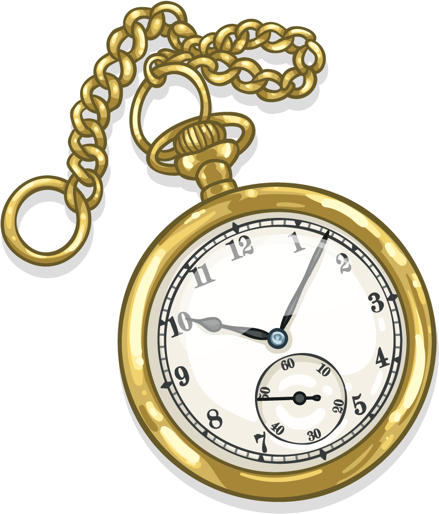 Golden Pocket Watch Illustration