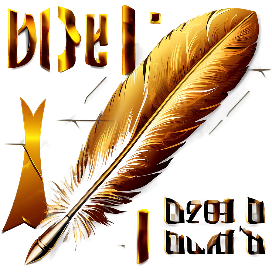 Golden Quill Pen Png 06122024