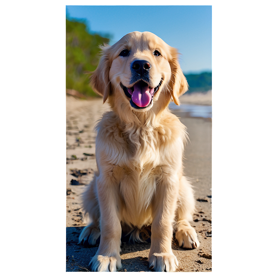 Golden Retriever Puppy On Beach Png Ows35