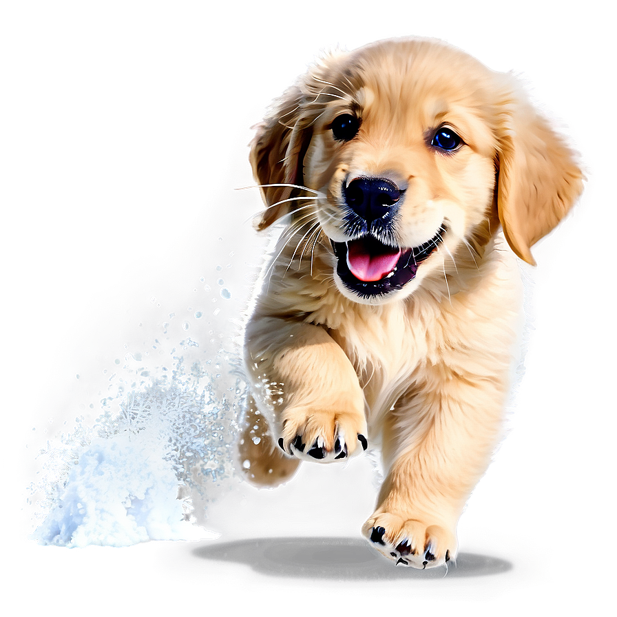 Golden Retriever Puppy Snow Play Png Wwm16