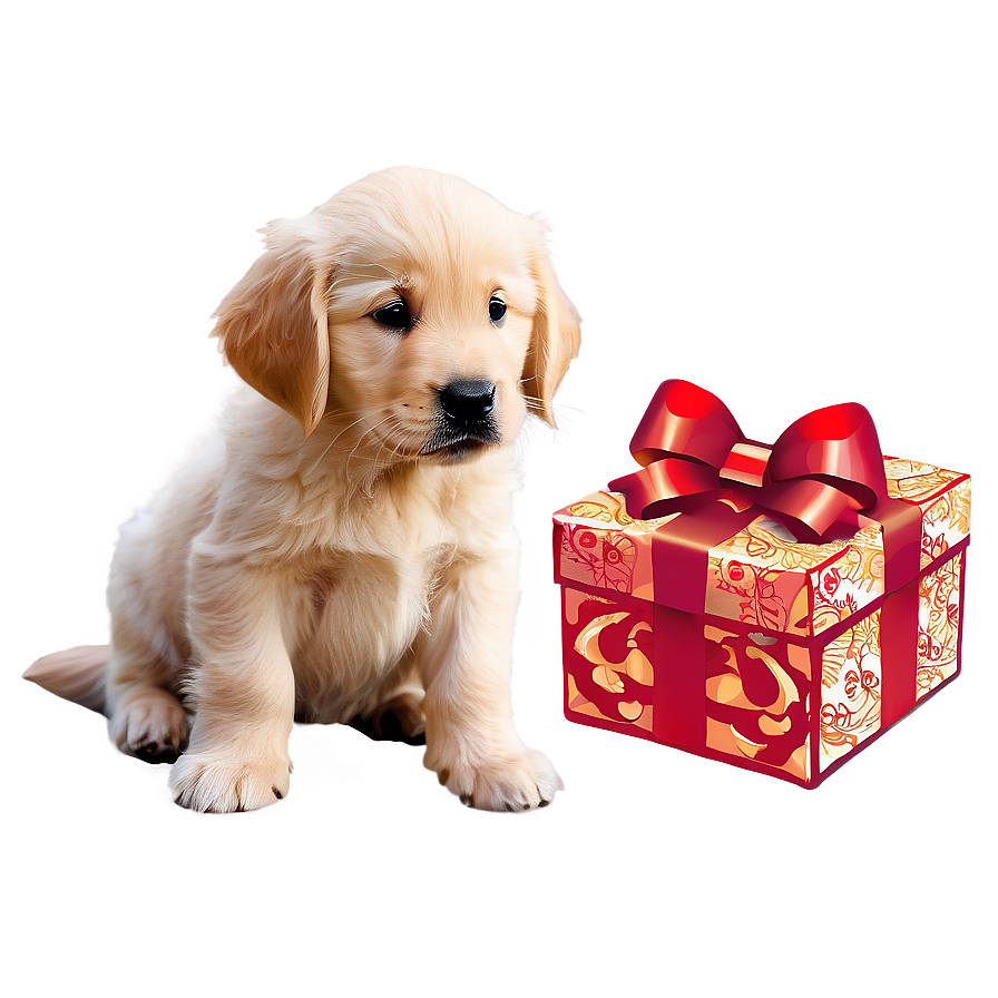 Golden Retriever Puppy With Bow Png Uca