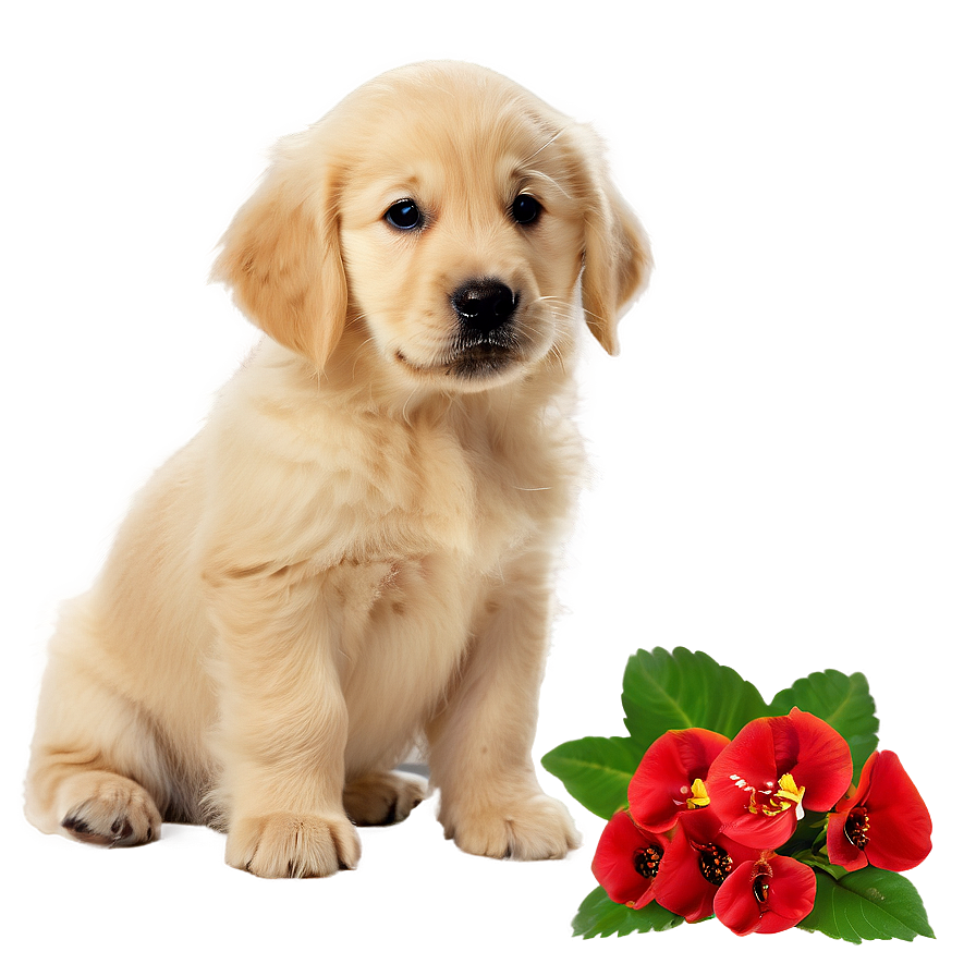 Golden Retriever Puppy With Flowers Png 53