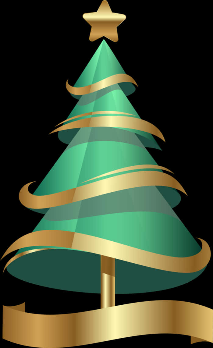 Golden Ribbon Christmas Tree