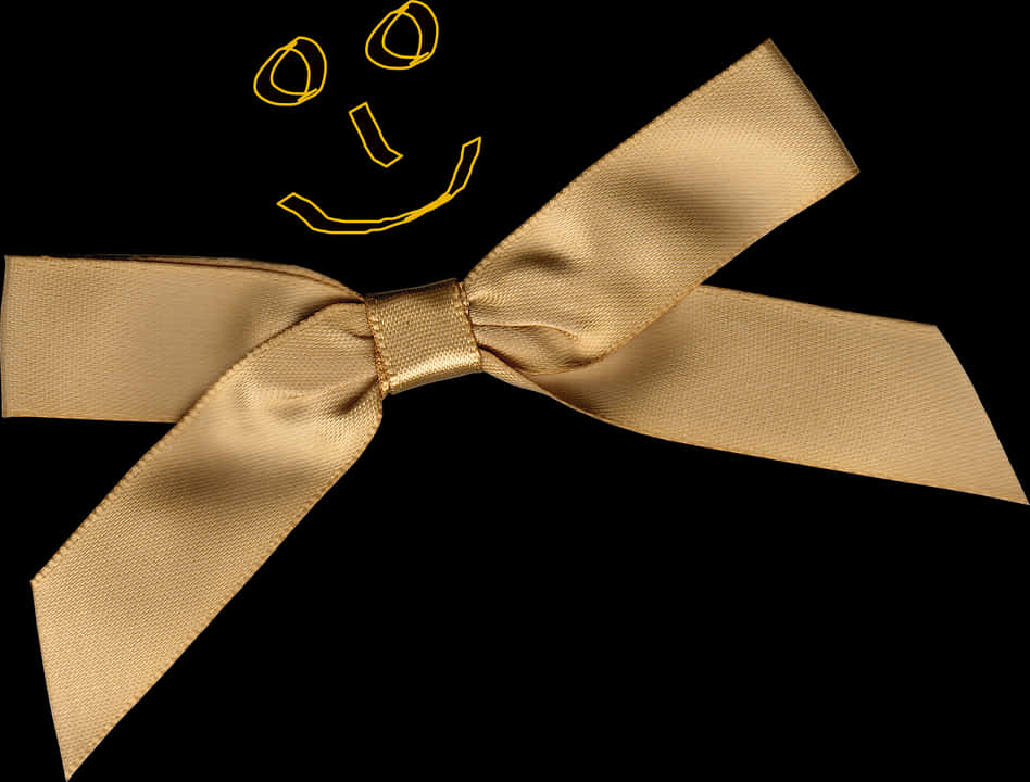 Golden Ribbon Smile Doodleon Black Background