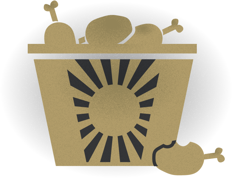 Golden Roast Chicken Bucket Illustration