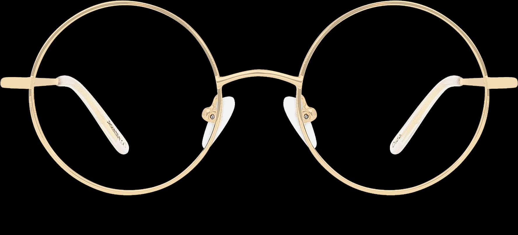 Golden Round Eyeglasses Black Background