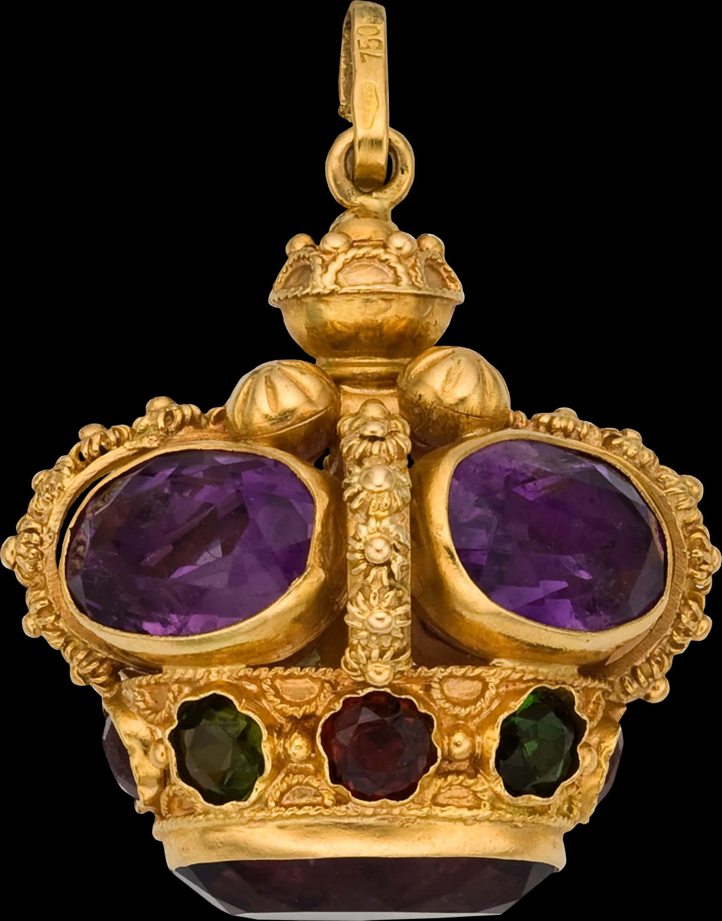 Golden Royal Crown Pendantwith Gemstones.jpg