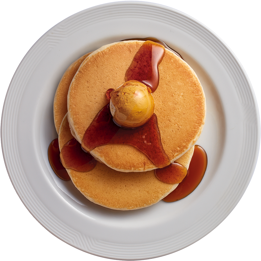 Golden Stack Pancakeswith Syrupand Butter Ball