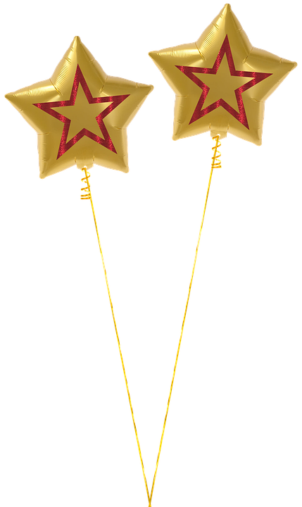 Golden Star Balloonswith Red Accents