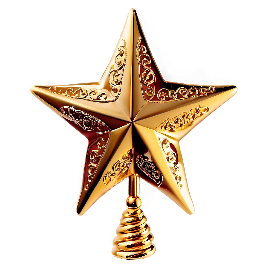 Golden Star Christmas Tree Topper Png 06262024