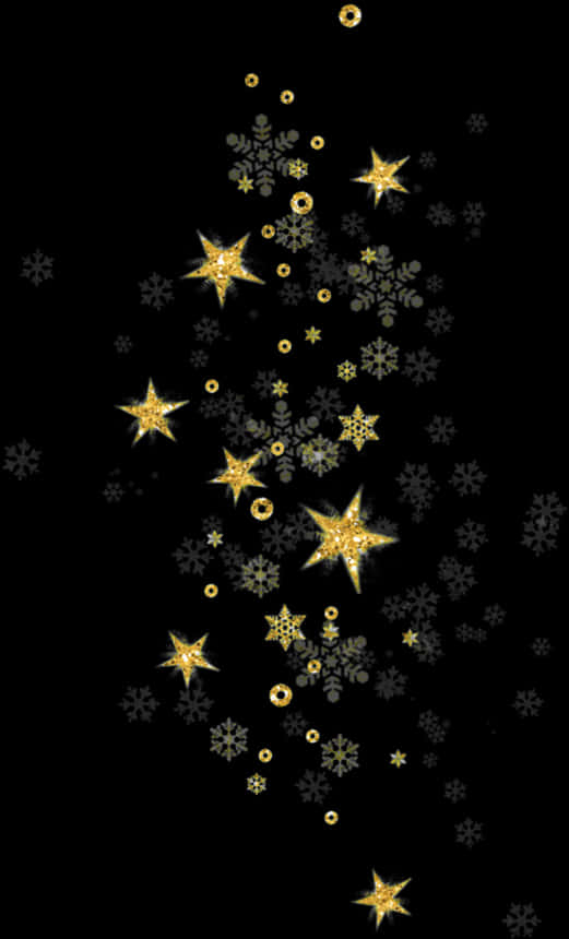 Golden Starsand Snowflakes Pattern