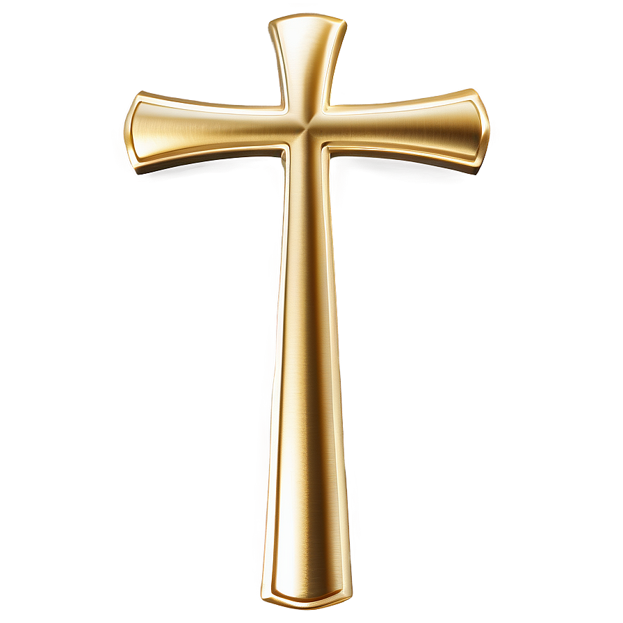 Golden Thin Cross Png 23