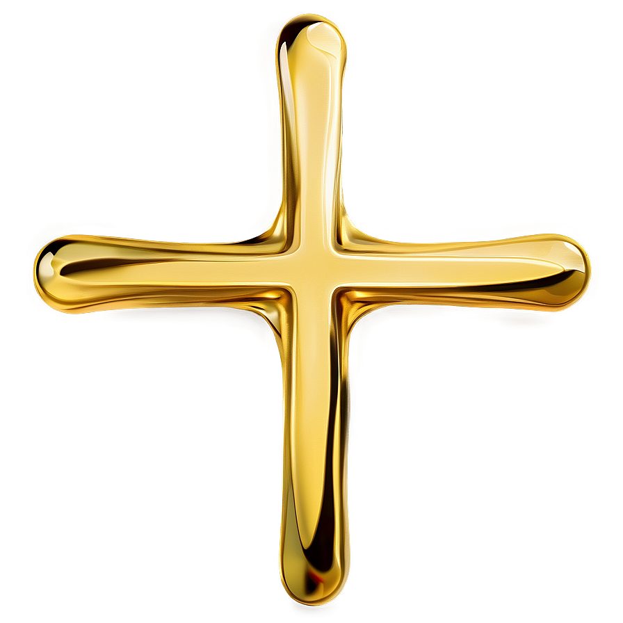 Golden Thin Cross Png Vdg