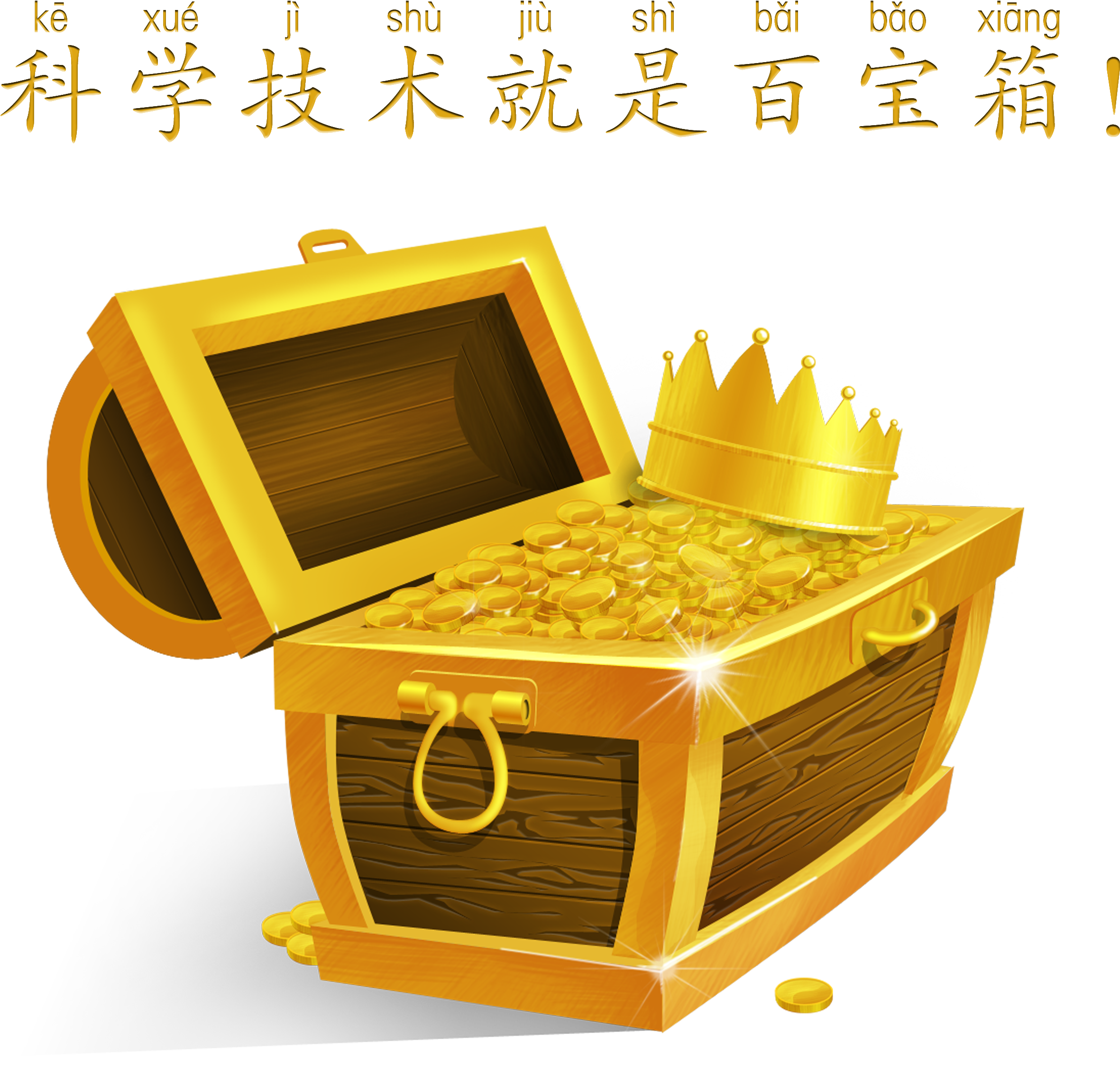 Golden Treasure Chestwith Crownand Coins