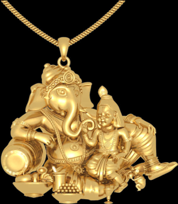 Golden Vinayagar Pendant Design