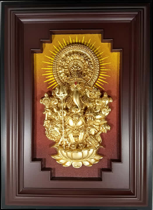 Golden Vinayagar Relief Art