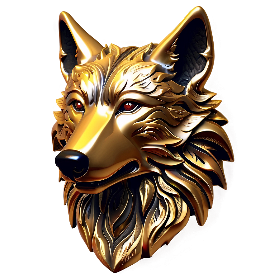 Golden Wolf Head Decoration Png 92