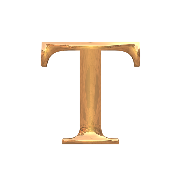 Golden Wooden Letter T