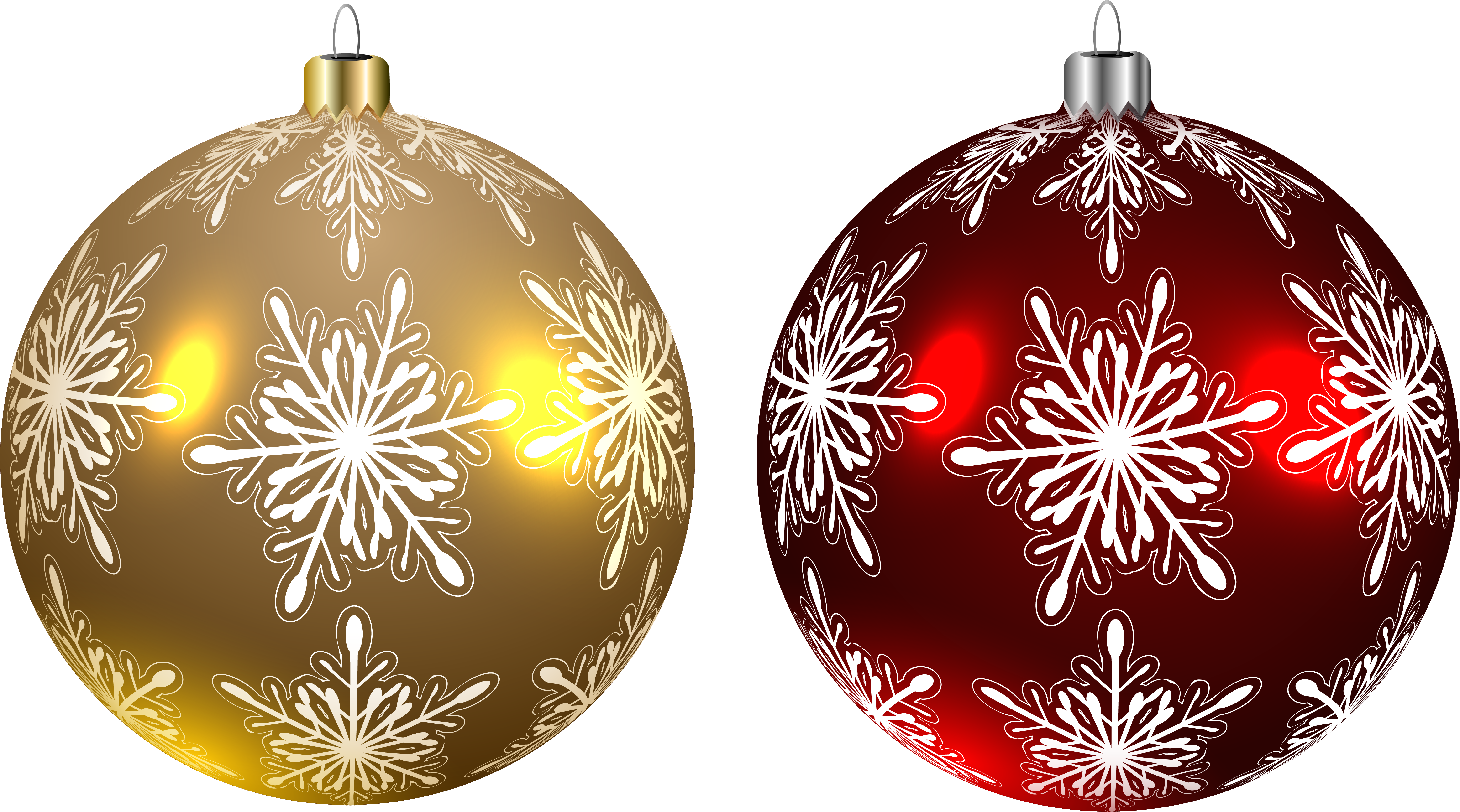 Goldenand Red Christmas Ballswith Snowflake Patterns