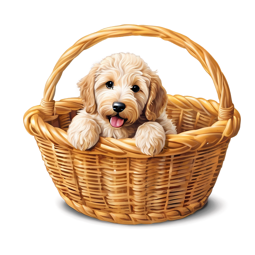 Goldendoodle In Basket Png Iuv53