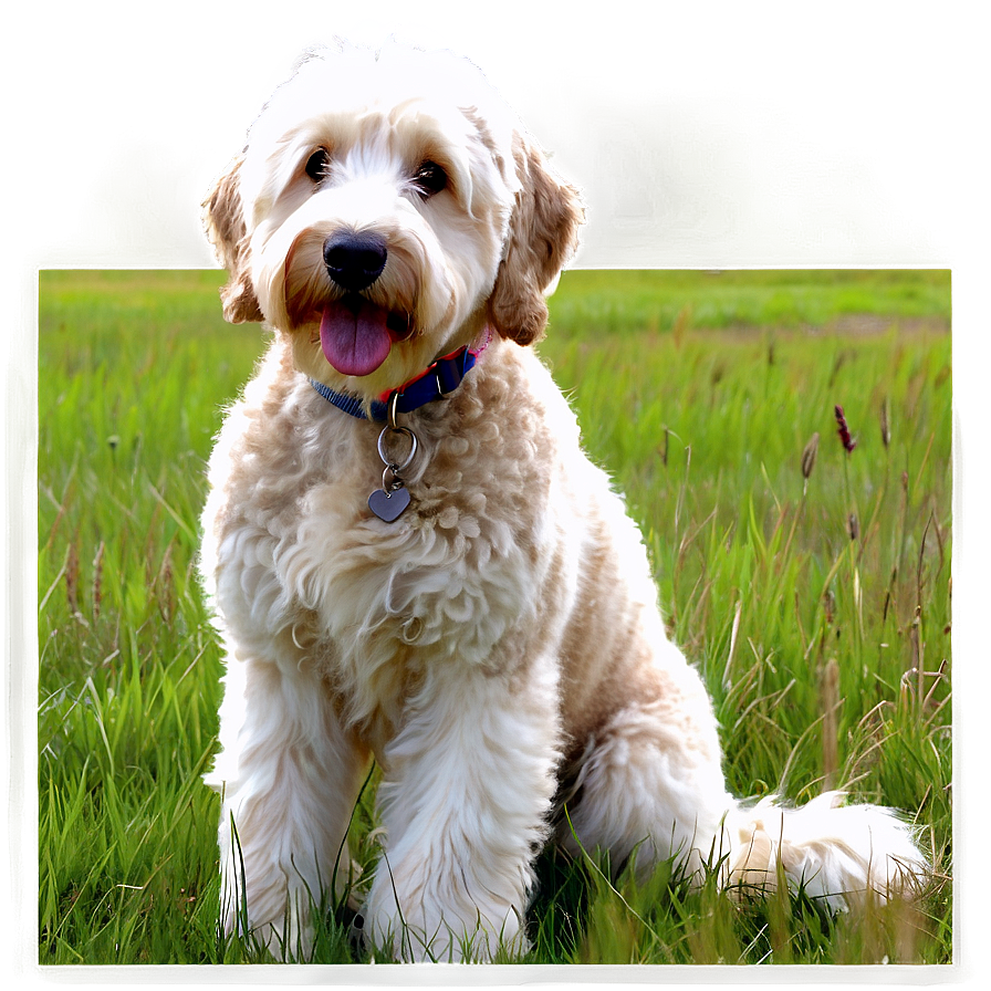 Goldendoodle In Field Png Vec1