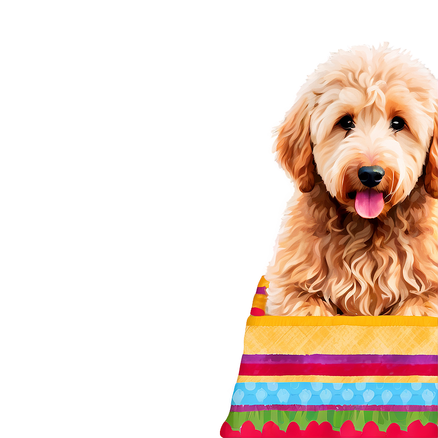 Goldendoodle With Blanket Png 10