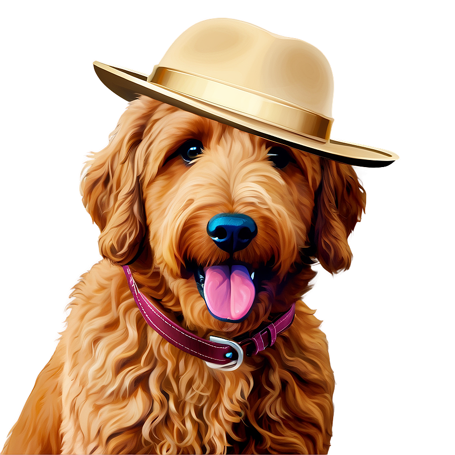 Goldendoodle With Hat Png 06262024