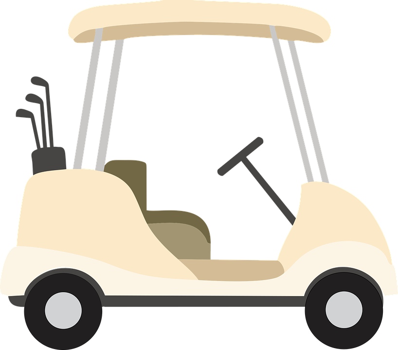 Golf Cartand Clubs Vector Illustration
