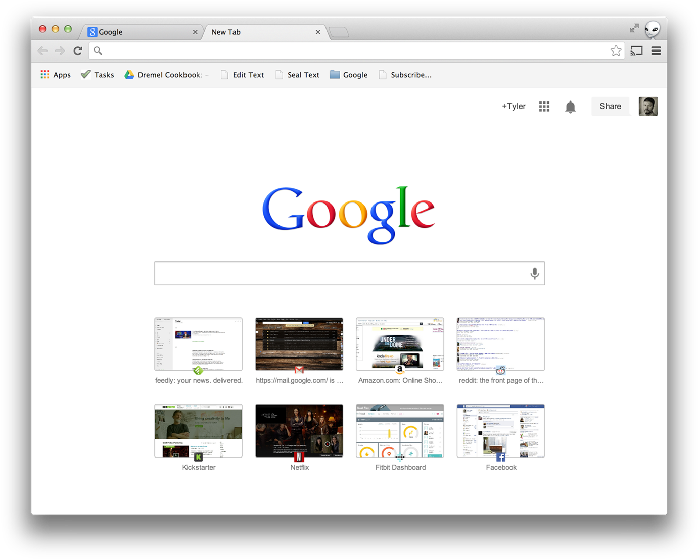 Google Homepage Browser View