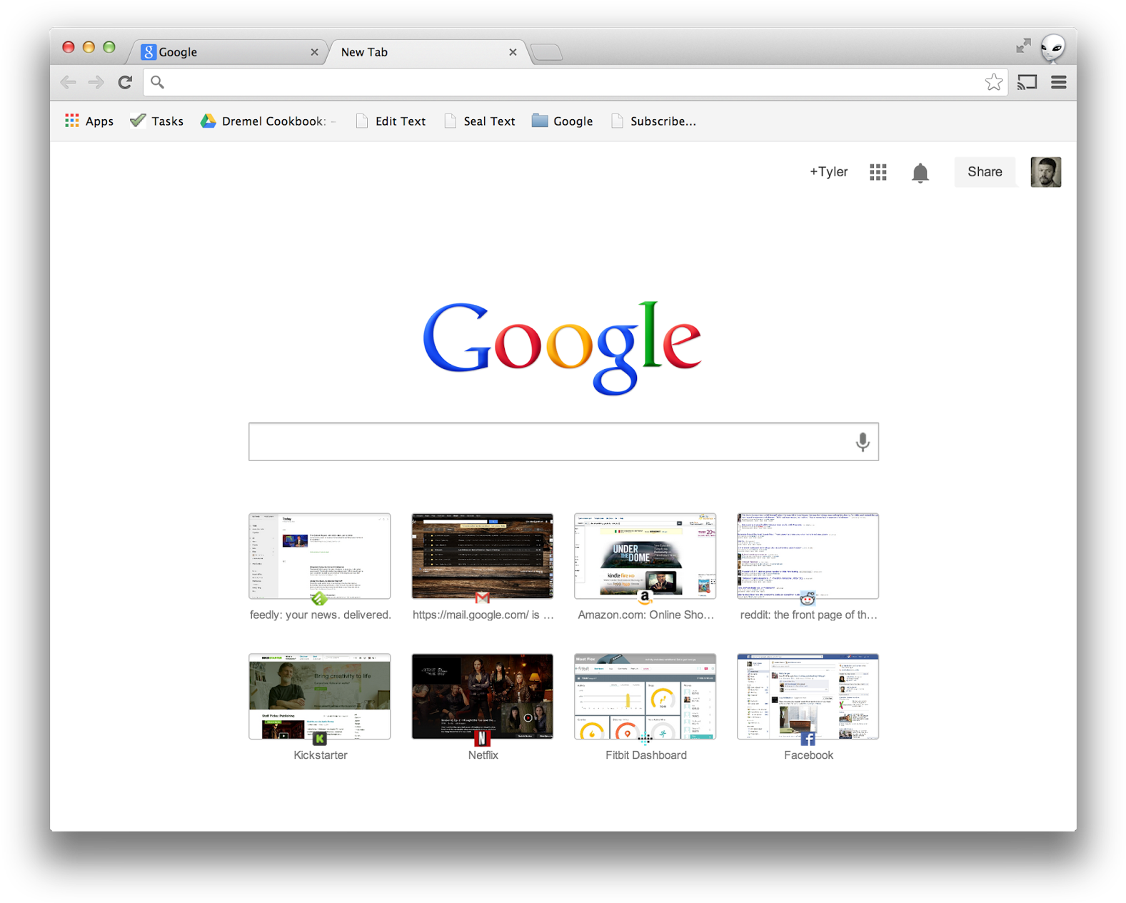 Google Homepagewith Bookmarksand Tabs