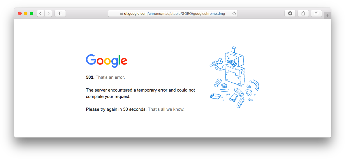 Google502 Error Screen