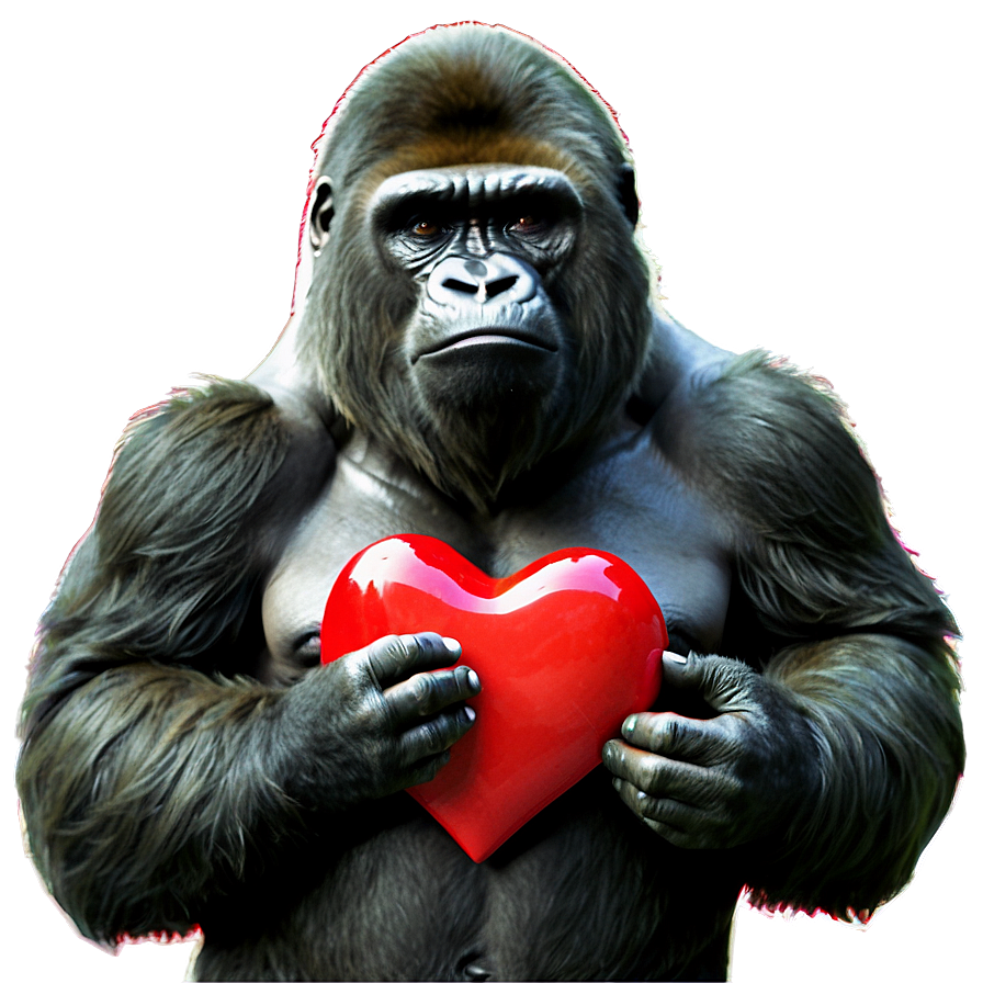 Gorilla Holding Heart Png Nfy