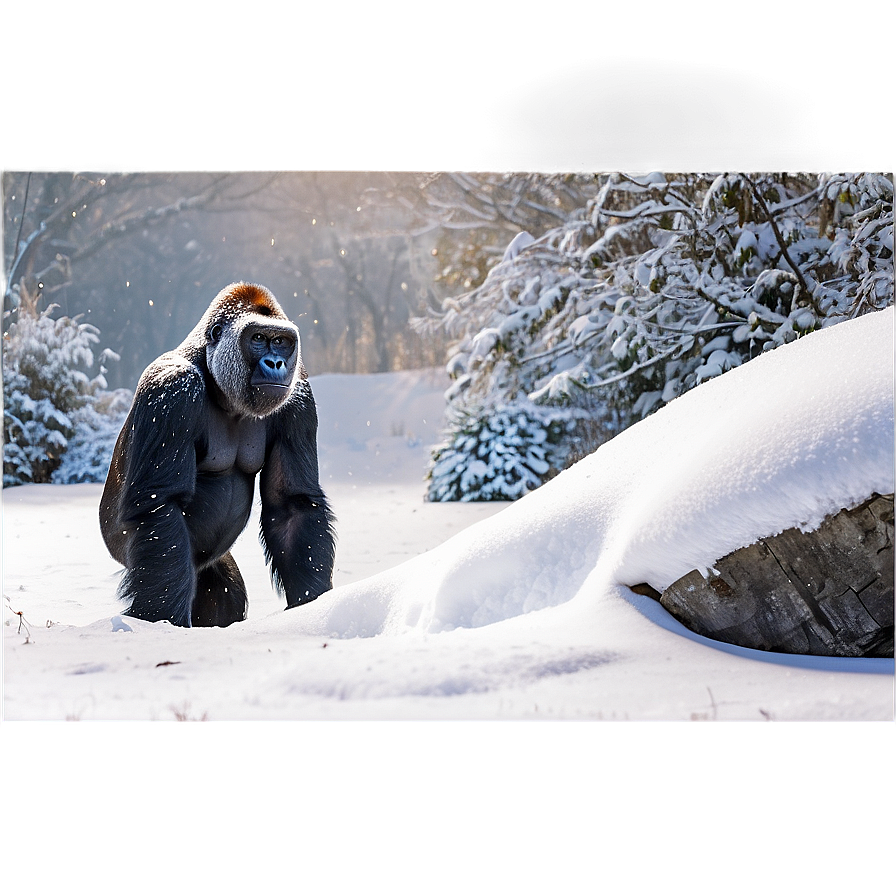 Gorilla In Snow Scene Png Ixc